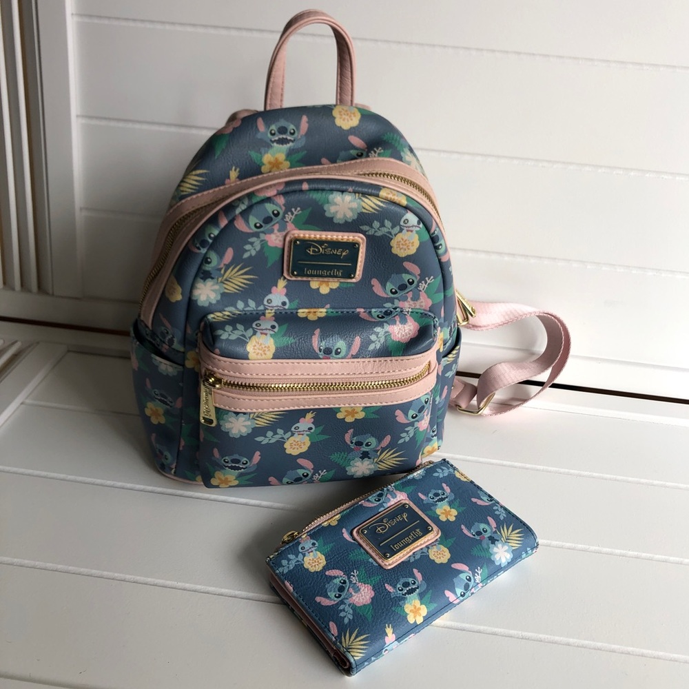 Disney Loungefly Mini Backpack- Stitch and Scrump w/ matching wallet